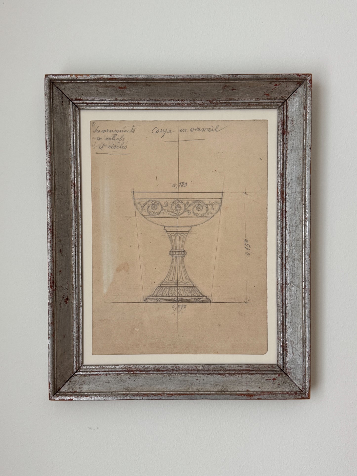 Antique pencil study of goblet