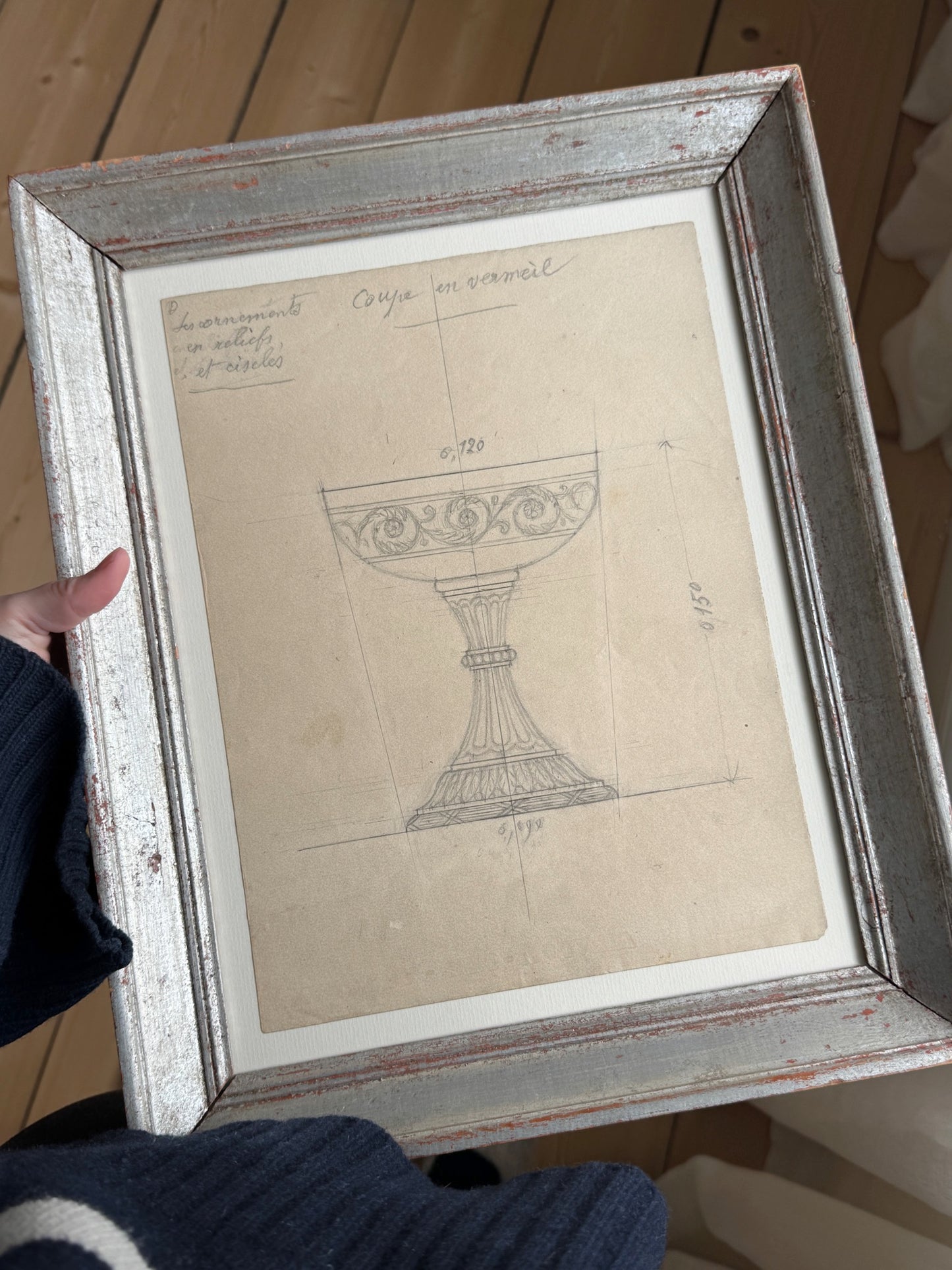 Antique pencil study of goblet